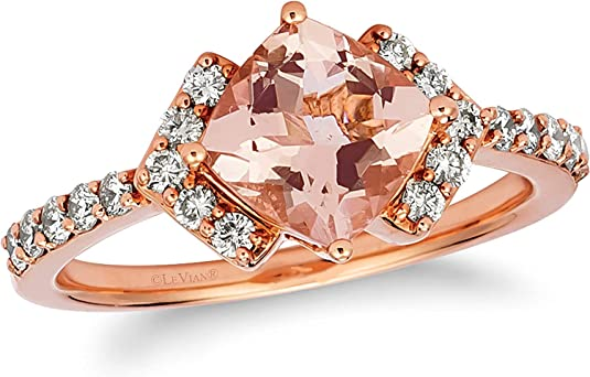 3/8 Carat Diamond and 1 Carat Cushion Cut Pink Morganite Statement Arrow Ring for Women in 14k Rose Gold (SI1-SI2, cttw) Promise Anniversary Ring Size 5 to 10 by LeVian